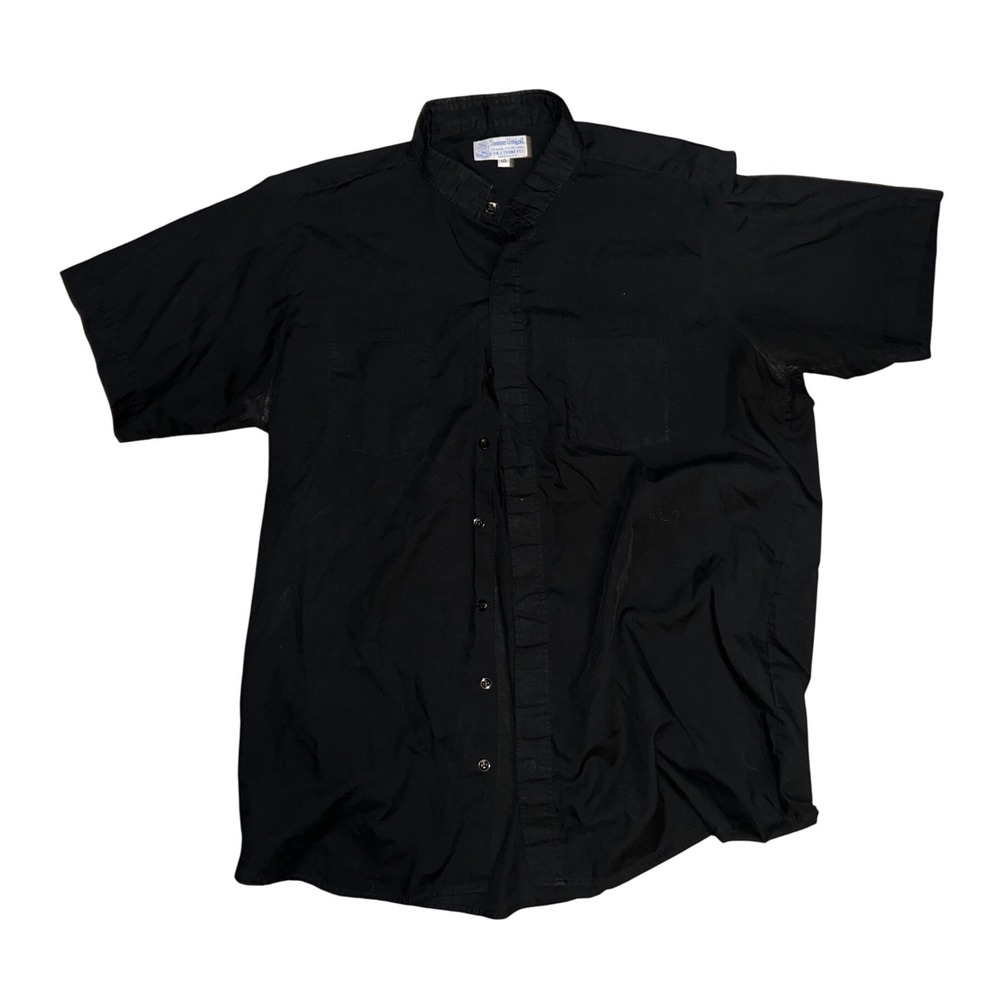 RJ Toomey Summer Comfort Clerical Collar Shirt Black Short Sleeve Mens 18 USA